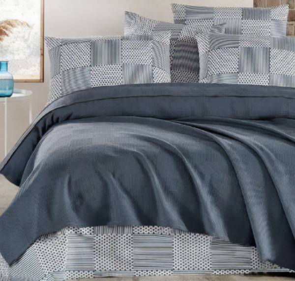 памучно одеяло/шалте ПИКЕ - антрацит